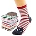 Deer Mum Girl New Fashion Cotton Stripe Socks with Cute Cartoon Cat Pattern 5 Pairs
