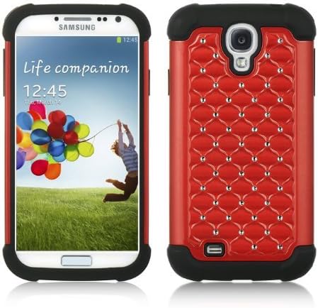 Mocase Samsung Galaxy S4 Iv I9500 Bling Rhinestone Hybrid Rubber Case (Red+black)