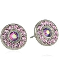Sorrelli "Sweet Heart" Round Pink Cut Multi Crystal Stud Earrings