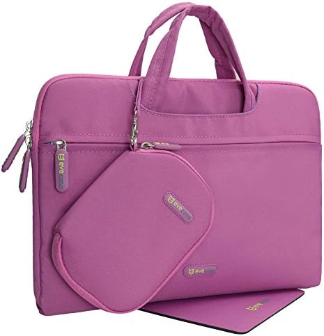 Evecase Waterproof Laptop Sleeve Carrying Briefcase Bag with Handle for ASUS Transformer Book 12.5-Inch Notebook - Purple (with Accessories Pouch Case and Mouse Pad)