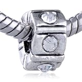 Pandora Style Bead April Birthstone Cylinder Spacer European Bead Fits Pandora Bracelet