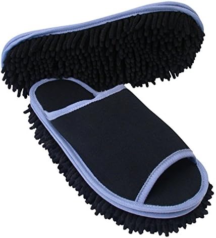 Genial Men's Black Microfiber Cleaning Dusting Mopping Slipper, One Size Fits 9 to 11