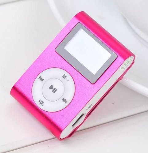 (PINK) LCD MINI CLIP ON MP3 PLAYER .SUPPORTS 1GB,2GB,4GB,8GB SDHC MEMORY(BULK PACKAGE,MEMORRY CARD NOT INCLUDED)