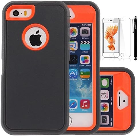 iPhone SE Case,iPhone 5S Case,iPhone 5 Case,NCIE(TM) Heavy Duty PC + TPU Combo Protective Defender Body Armor Case for iPhone SE/5S/5 Comparable to Otterbox Defender Series (Black+Orange)