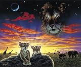 Clementoni - Puzzle pour enfant - lionceaux sur le rocher et lion dans le ciel