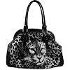 KCMODE Womens Black Leopard Print Tote Designer Handbag