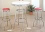 3pc Retro Nostalgic Soda Fountain Style Bar Table & 2 Stools Set w/Rose Finish Seat