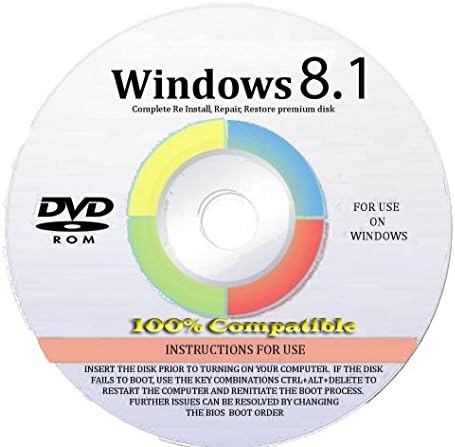 Windows 8.1 ANY Version 64 Bit CORE, PROFESSIONAL or PROFESSIONAL WITH MEDIA CENTER, Repair, Recovery, Restore, Re Install, Reinstall Fix Boot Disk DVD (DVD-ROM)DVD [Lastet Version 2015-2016]