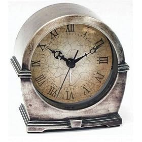 Infinity Instruments Boudoir Antique Silver - Metal Alarm Clock (Tarnished Finish)
