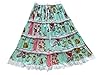 Women's Skirt Blue Print Cotton Gypsy Hippie Crinkle Tiered Long Skirt