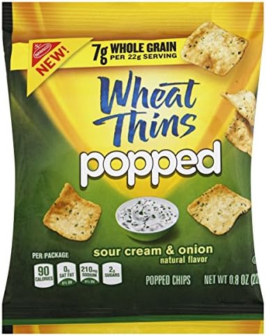 Wheat Thins Popped Sour Cream and Onion Flavor Chips, 0.800 Ounce (Pack of 36)