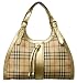 Burberry Ashbury Haymarket Coated Canvas Gold Leather Hobo 3337782
