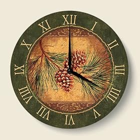 Rustic Lodge Country Pinecone Kitchen Wall Clock by Highland Graphics