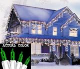 Set Of 100 Green Everglow Icicle Christmas Lights With White Wire