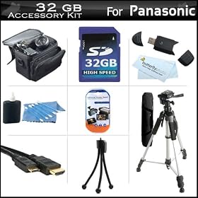 32GB Accessory Kit For Panasonic HDC-TM80K HD Twin Memory Camcorder Includes 32GB High Speed SD Memory Card + 57 Full Size Tripod w/ Case + Deluxe Case + Mini HDMI Cable + LCD Screen Protectors + USB 2.0 SD Card Reader + MicroFiber Cleaning Cloth + More