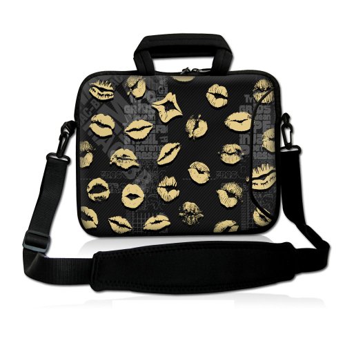 NEW Fashion design black & sexy Lipstick 13" 13.3" inch Dual Zipped Neoprene laptop Shoulder Bag sleeve Carrying Case Cover with Handle Pocket for Apple Macbook Pro Air /Macbook Pro 13" Retina Display/Dell Adamo Admire Inspiron Studio XPS 13 Ultrabook/ Sony VAIO/SAMSUNG NP NP530 NP535 Series/HP Envy Folio 13 Pavilion DV3 DM3/TOSHIBA/Asus Zenbook/ACER/LENOVO Ideapad Thinkpad Computer