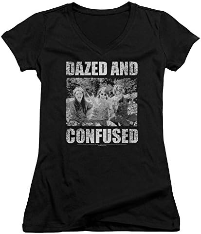 Dazed And Confused Rock On Juniors V-Neck Shirt Black 2X