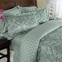 500tc Egyptian Cotton Blue French Toile Floral Queen Size Bedding Duvet Cover Bedding Set