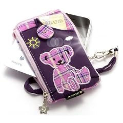Erstklassig gepolsterte Rei�verschluss-Tasche "Teddyb�r", gepolstert Tasche / Handyhalter f�r LG GM360 Viewty Snap . Einzigartige Multi versenkte Zipped Tasche / Schale / H�lle/ Etui mit Tragegurt & Riemen, lila, f�r Handys, Ausweis und Kreditkarten