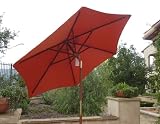 7ft wooden market umbrella with tilt mechanism - Terracotta