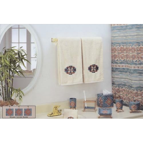 MESA turquoise SOUTHWESTERN Aztec SHOWER CURTAIN NEW