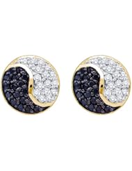10K Yellow Gold 0.36CT Black Diamond Ying Yang Earring