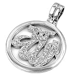 Sterling Silver Pendant - Allah - Clear Cubic Zerconia - 35mm Height