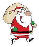 Happy African American Santa Claus Runs with Bag - 36