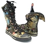 Satin Sneakers Hi Top Silk Floral Design