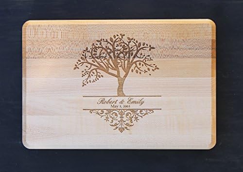 Tree Monogram Maple Cutting Board Personalized Engraved Gift Name And Date 100% Handmade by Woodbob