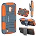 ASHIELD Ultra Shock&Drop-Proof Amy-Grade Protective Hard Rugged Hybrid Slim Defender Case and Holster for For ZTE Majesty Z796 / Source 9511- Extremly Dual layer Case with 360 Degrees Swivel Ring Kickstand and Rugged Holster (Gray / Orange)