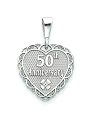 14k White Gold Faceted 50th Anniversary Pendant Jewelry