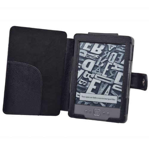 TeckNet® NEW Kindle Premium Folio Case / Cover With Magnetic Clasp for NEW Amazon Kindle / 6 inch / 2011 generation / Book Style - Includes Kindle Rear Protector - Black