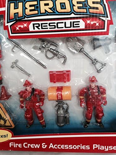 Fire Crew Heroes: 16 Piece Fire Men & Accessories. 4" Action Figures. Recommended for 3 & Up. In Gift Box. Great Party Gift, Christmas, Birthday, Holiday Gift (EARLY HOLIDAY SPECIAL LOW PRICE)