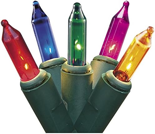 Holiday Essentials 100 Ultra-Brite Multi Color Lights with Green Wire - Indoor / Outdoor Use - UL Listed