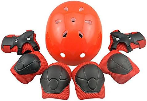 Casa Mall Children Cycling Roller Protective Gear with Helmet Elbow Knee Wrist Pads for Kids (7 Piece)