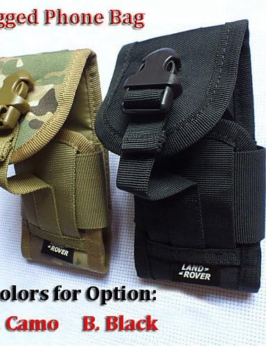 Outdoor Hook Loop Belt Pouch Holster bag for Rugged phones for A8 A9 Hummer H5 MANN ZUG3 V12 , black-15cm