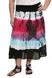 Torrid Plus Size Black Pink and Turquoise Tie-Dyed Skirt
