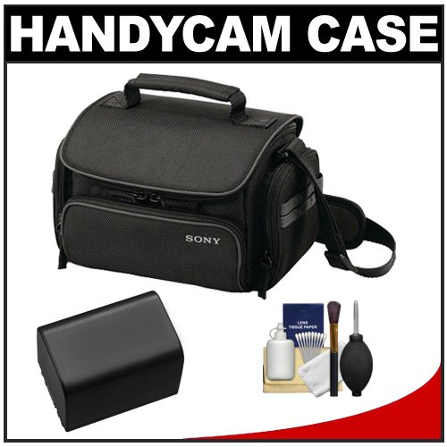 See Sony LCS-U20 Carrying Case (Black) with NP-FV70 Battery + Cleaning Kit for Handycam HDR-CX190, CX200, CX210, CX260, CX580, CX760, PJ260, PJ710, PJ760, XR260 Digital Video Camcorders