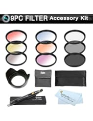 Photography: 9pc. Filter Kit For Nikon Df, D7100, D7000, D5200, D5300, D5100, D3200 D800 D700 D600 D610 D300S, D90, Canon EOS 5D Mark III, EOS-1D X, 6D, 7D, 60D, 70D, T5i, T4i, SL1, T3i, T3, EOS M Includes 77mm 3pc (UV CPL ND8 Neutral Density) + 6pc Color Filter Kit + - Butterfly