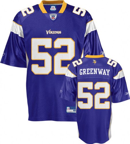 Chad Greenway Jersey: Reebok Purple Replica #52 Minnesota Vikings Jersey - Large