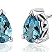 Peora London Blue Topaz Stud Earrings 925 Sterling Silver, Solitaire Scroll Gallery, 1.50 Carats Total, Teardrop Pear Shape 8x5mm, Friction Backs, December Birthstone Earrings, Blue Studs