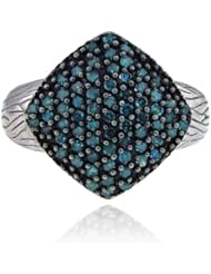 Sterling Silver Blue Diamond Gemstone Ring, Birthstone of April, .67ct
