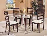Round Dining Table with Glass Top Cherry Finish