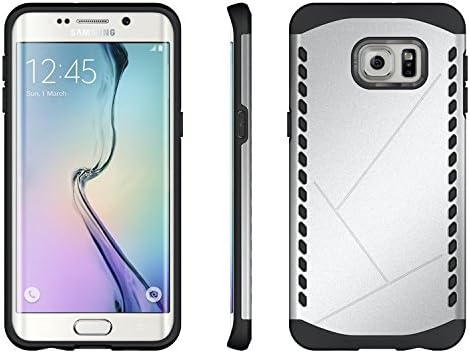 Samsung Galaxy S6 Edge Plus Case ALLW Slim Grip Armor Dual Layer Shatterproof Hybrid Protective Case Cover Shield Series (Silver)