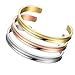 WUSUANED Bland Cuff Stainless Steel Brushed Edges for Women Girls Bracelet Bangle (3Pcs a Set)