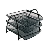 Alba Front Loading Mesh Desktop Letter Trays, Black, Set of 3 (MESHTRAY3 N)
