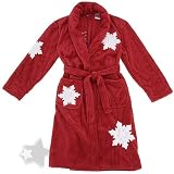 Red Micro Cozy Snowflake Bath Robe for Girls