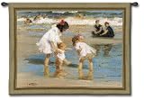 Fine Art Tapestry Children Playing at the Seashore Rectangle 0.53 x 0.42 Area Rug