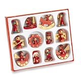 12er Set verschiedene Christbaumschmuck Anh&auml;nger aus Holz, handbemalt